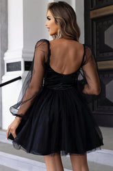 Sweetheart Neck Balloon Sleeve Mini Dress OutfitFlow